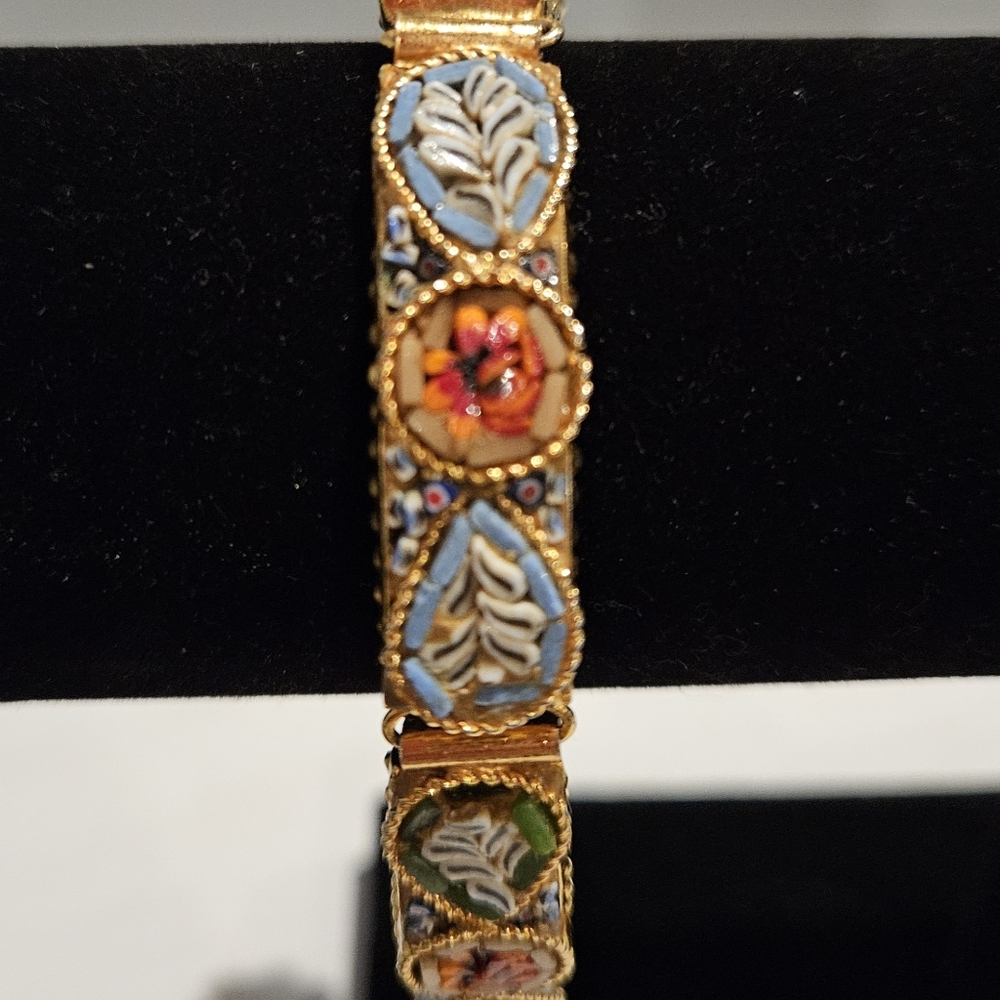 Vintage Italian Micro Mosaic Panel bracelet - Picture 2 of 9